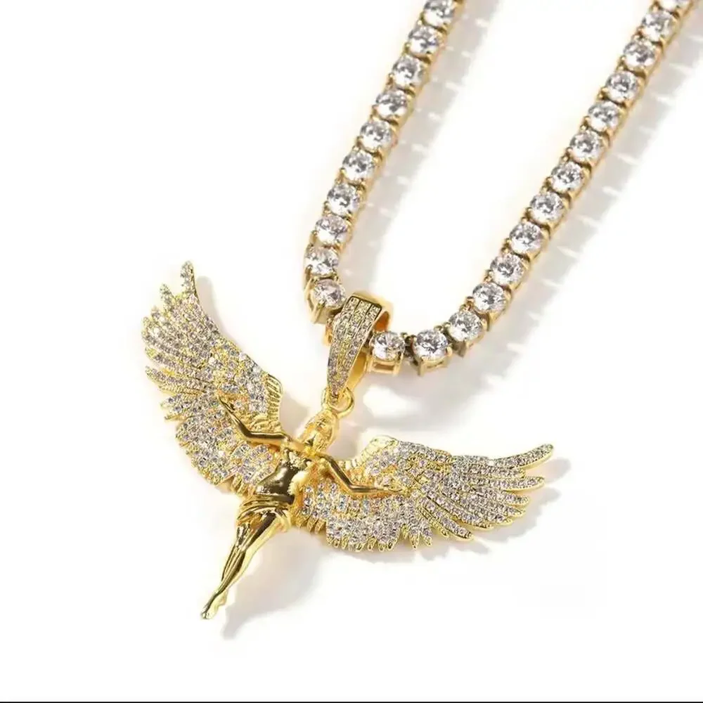 Gold Angel Pendant Tennis Chain 8 Fb 9